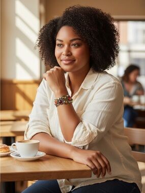 Burgundy & Amber Stone Bracelet